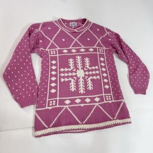 Vintage Great Lakes Recreation Sweater Womens Medium Pink Geometric Pullover